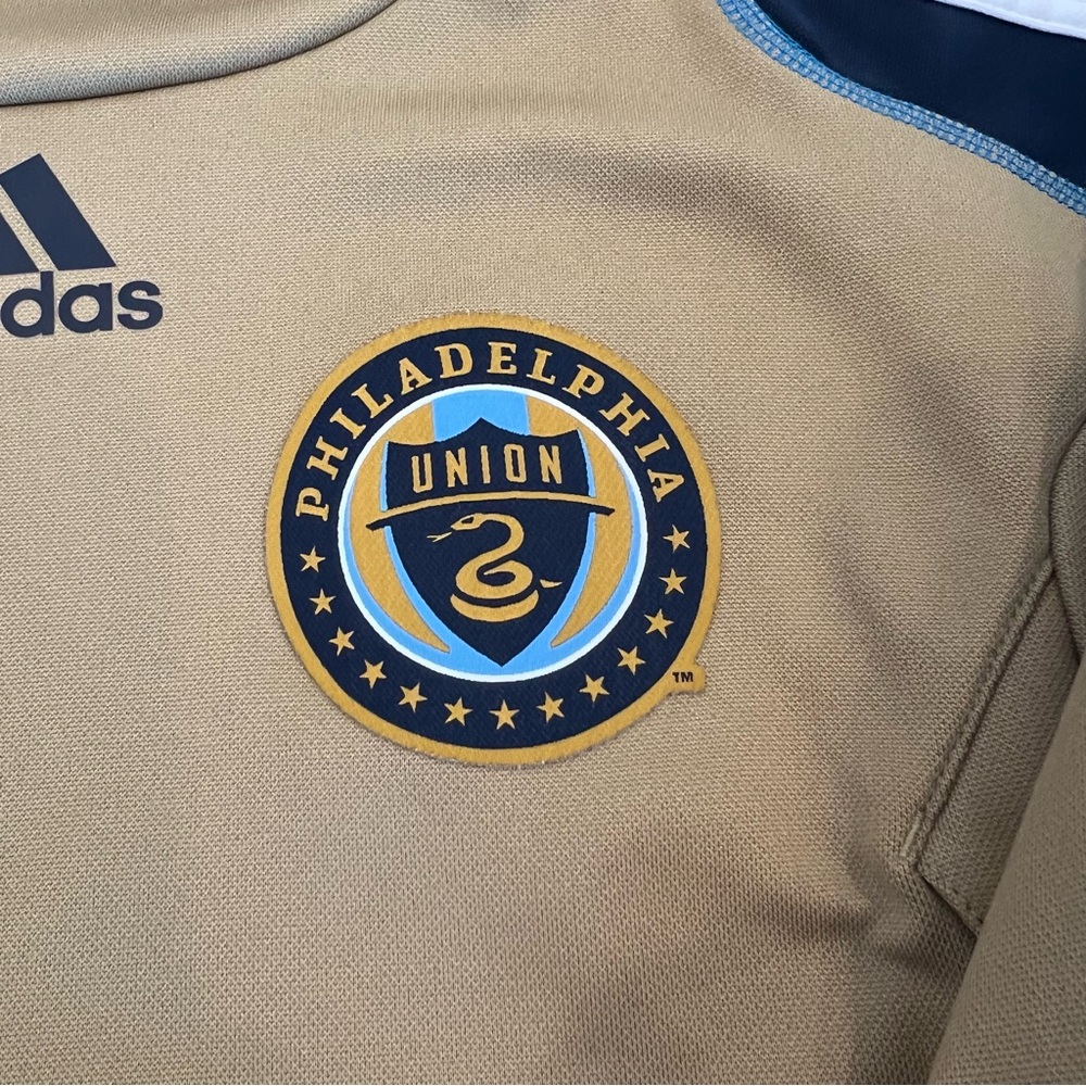 Adidas Philadelphia Union Football Tan Navy Soccer Training Jersey Mens Small - Picture 4 of 15